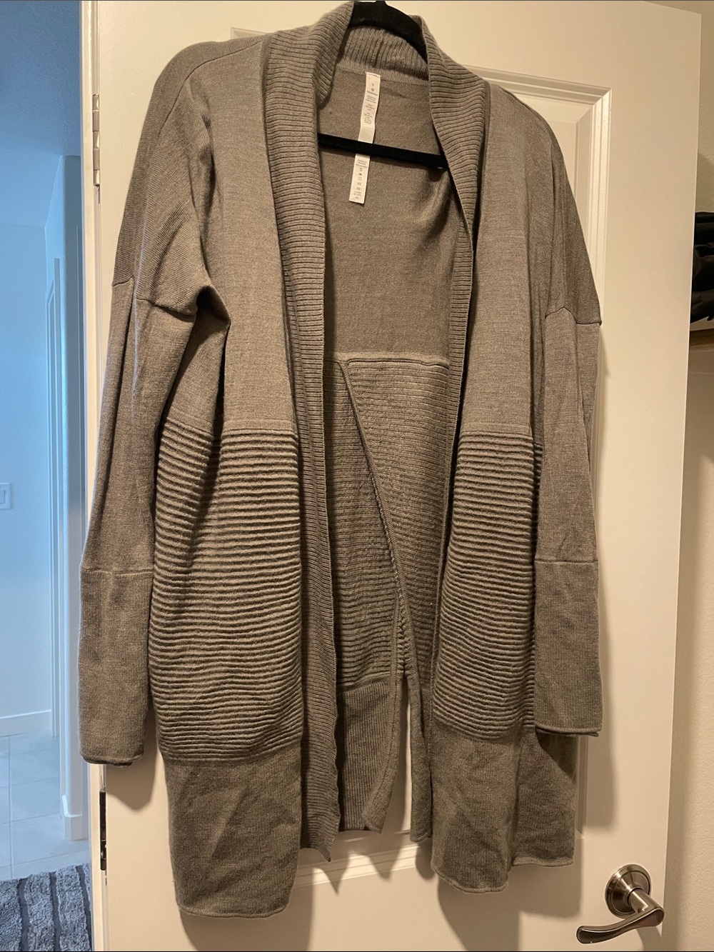 Lululemon size 8 open front long grey cardigan